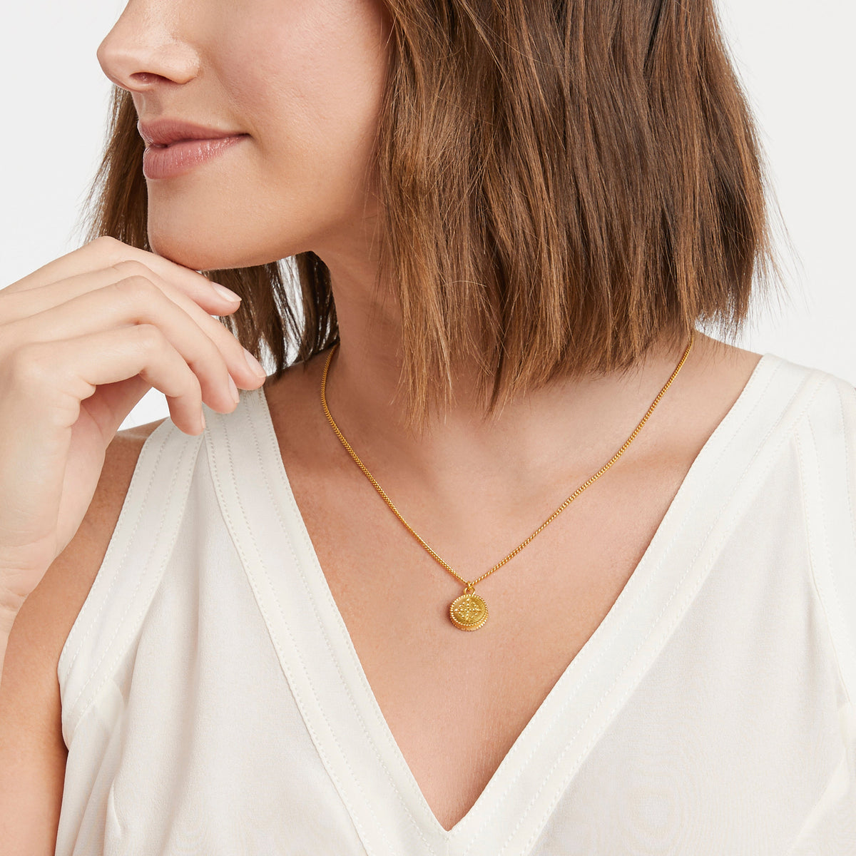 Fleur-de-Lis Solitaire Necklace in Iridescent Ruby Red
