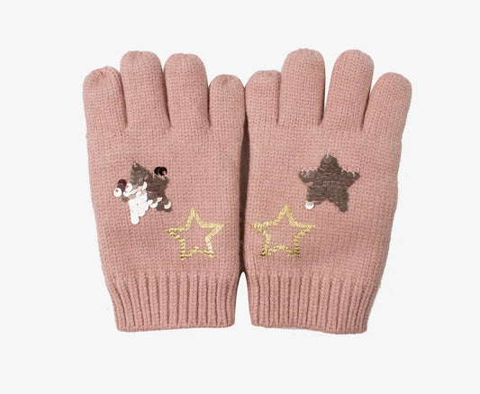 Metallic Star Glove in Blush / S/M