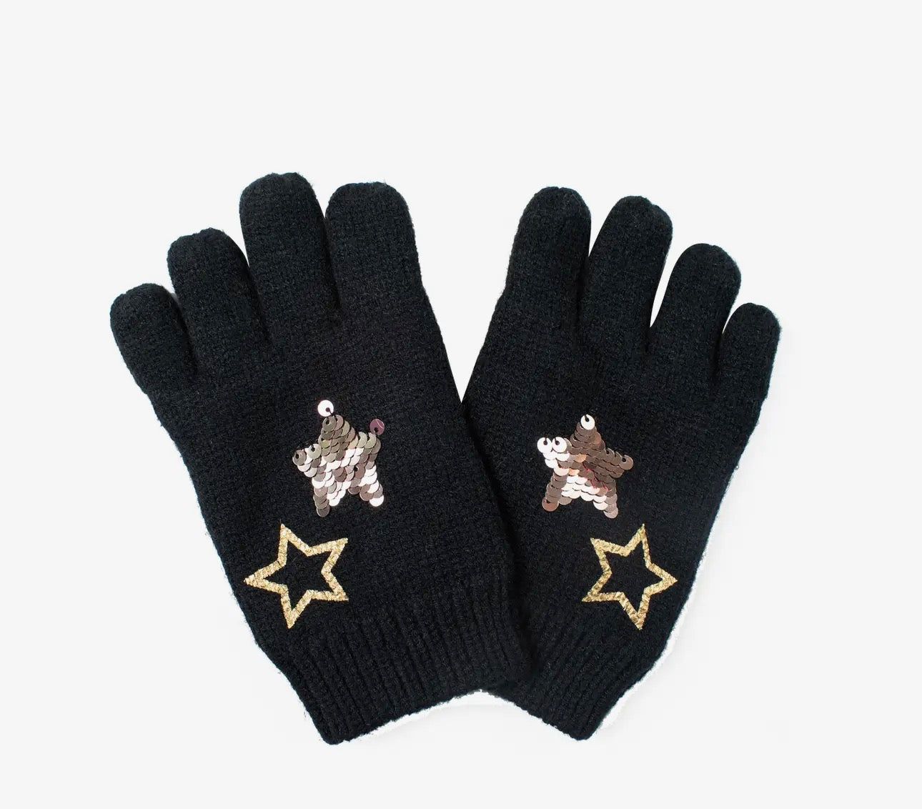 Flippy Sequin Star Glove in Black / L/XL