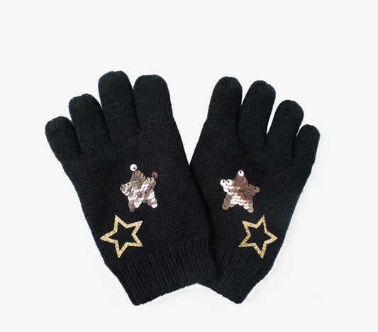 Flippy Sequin Star Glove in Black / S/M