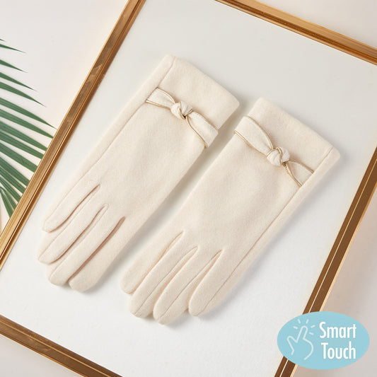 Cozy Bow Knot Accent Smart Touch Gloves