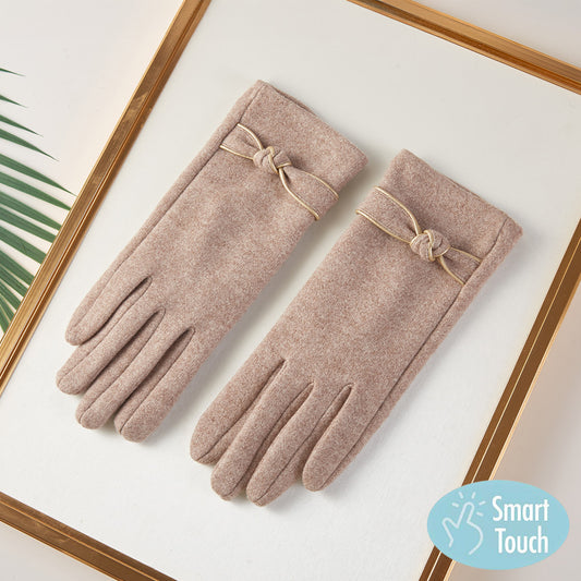 Cozy Bow Knot Accent Smart Touch Gloves