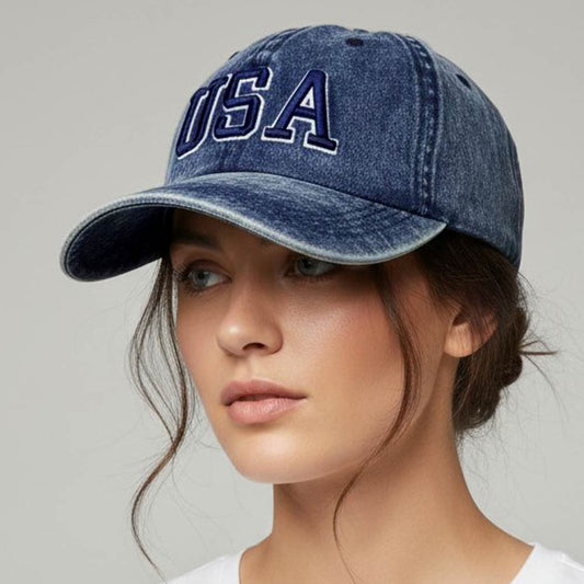USA Embroidered Baseball Cap in Dark & Denim