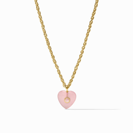 Heart Delicate Necklace - Pink Quartz