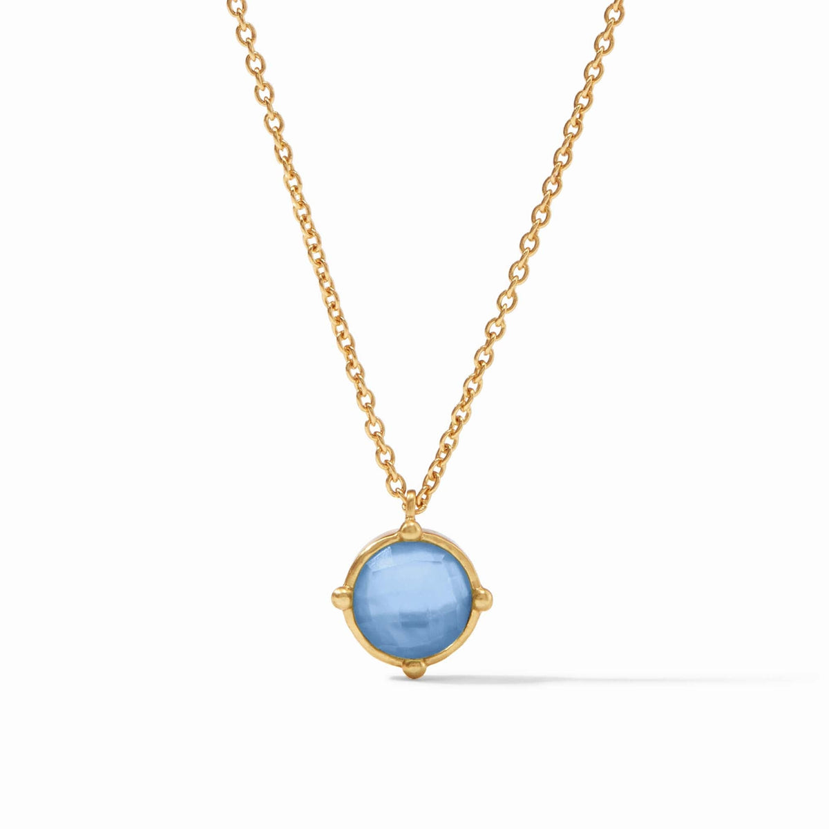 Honeybee Solitaire Necklace in Iridescent Chalcedony Blue