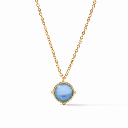Honeybee Solitaire Necklace in Iridescent Chalcedony Blue