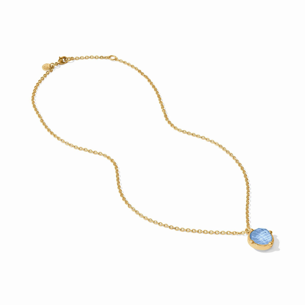 Honeybee Solitaire Necklace in Iridescent Chalcedony Blue