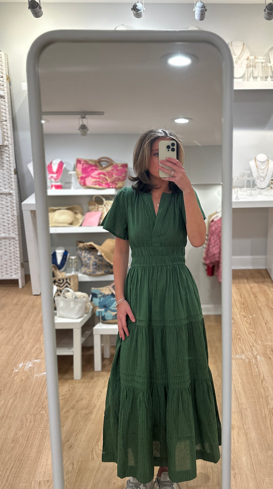 Suri Solid Maxi Dress in Green