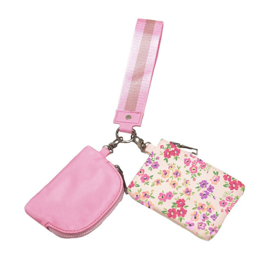 Summer Spritz Dual Pouch Wristlet: Bubblegum Pink Floral