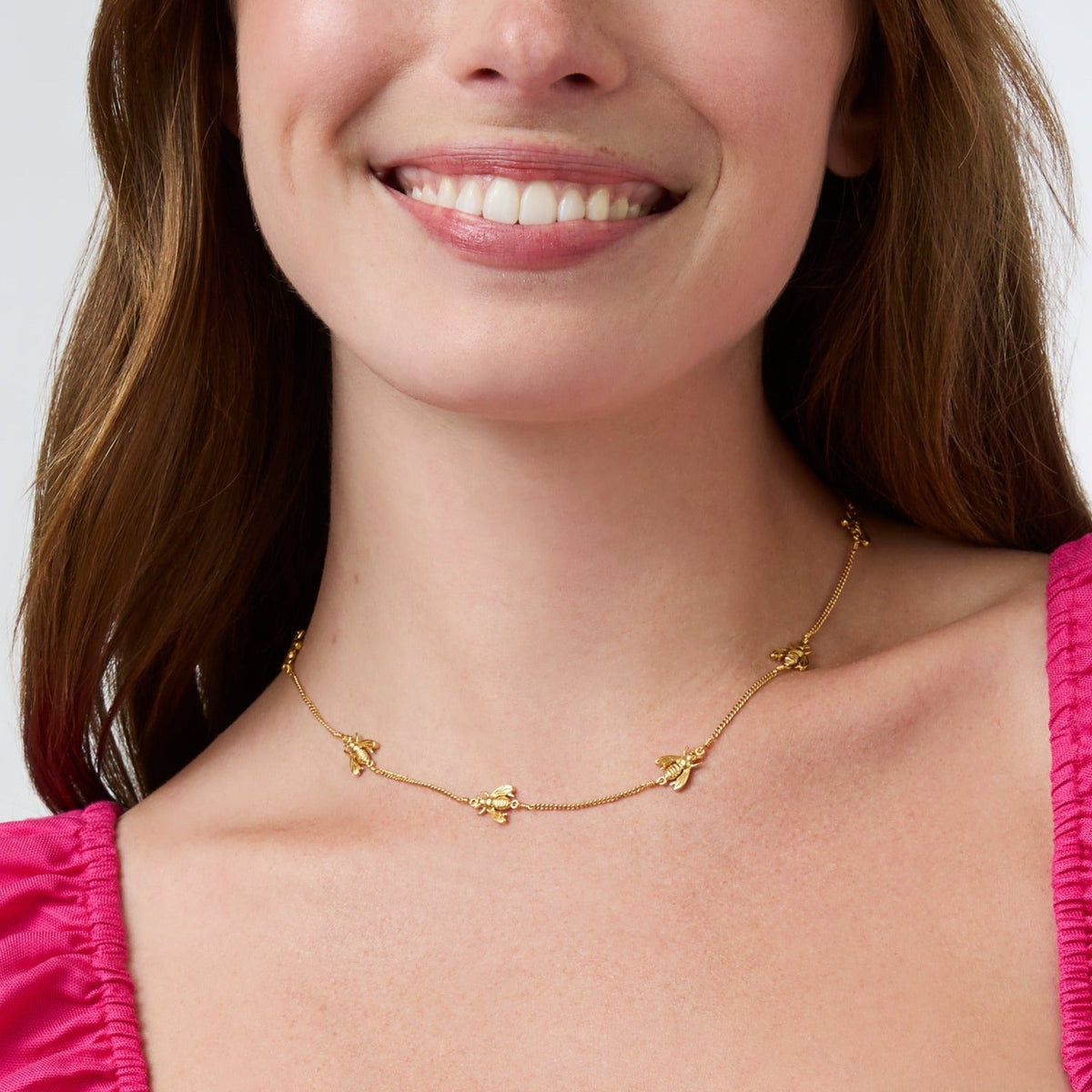 Bee Delicate Station Necklace in Gold