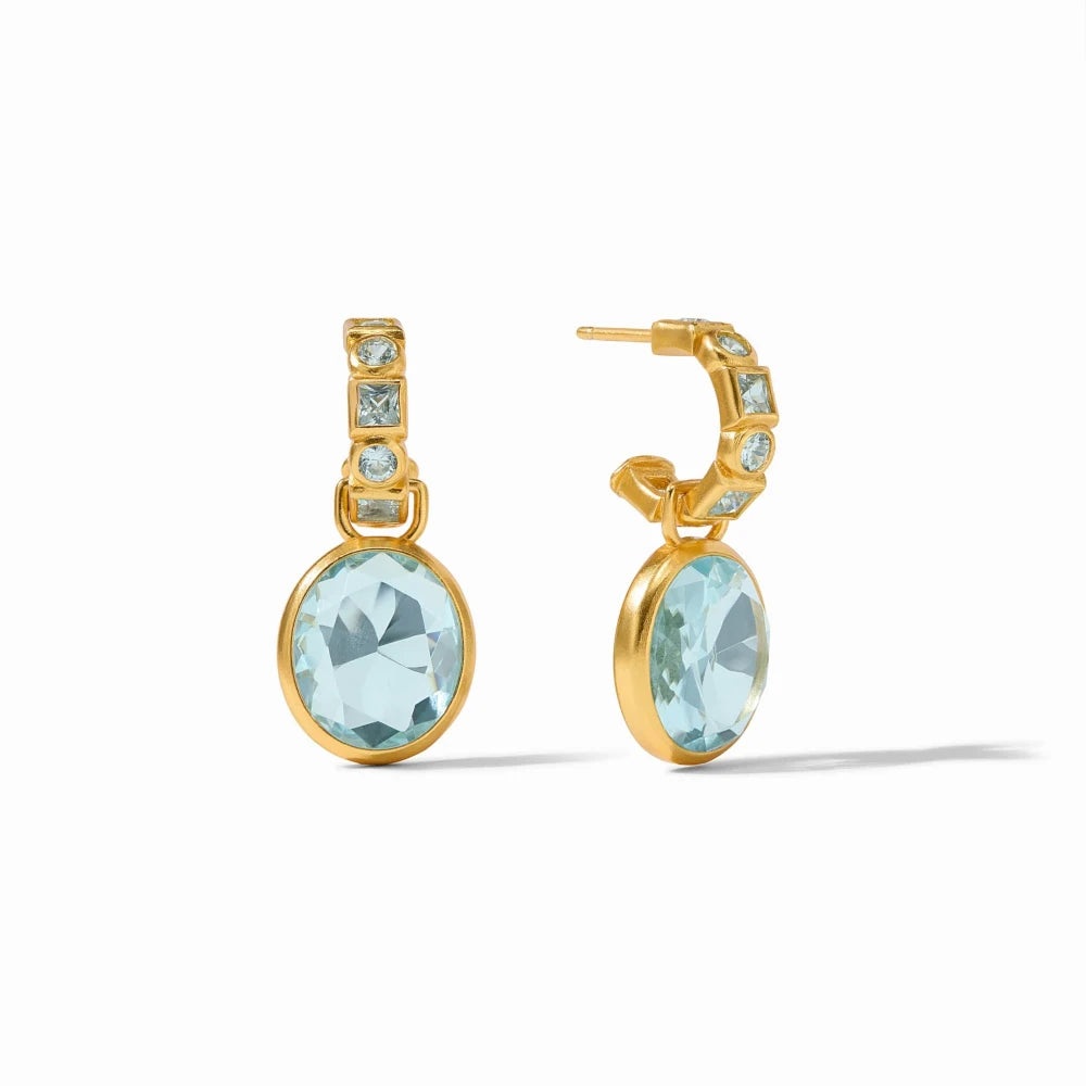 Jolie Hoop & Charm Earring - Aquamarine Blue