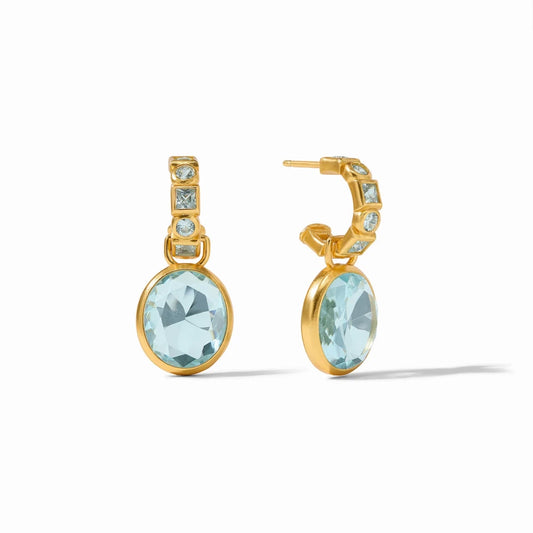 Jolie Hoop & Charm Earring - Aquamarine Blue