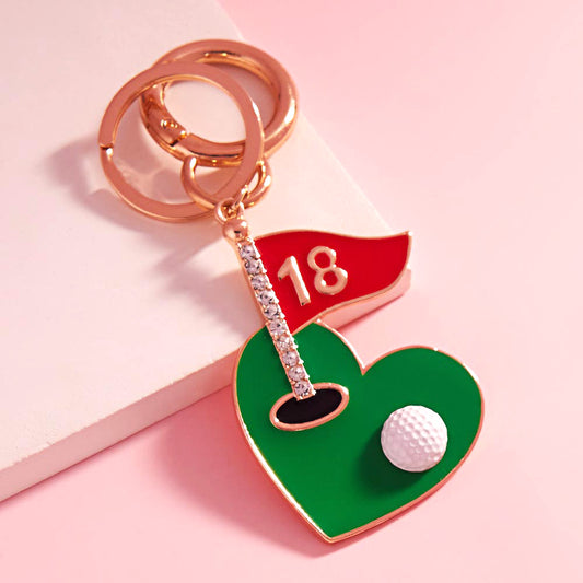 Stone Pointed Enamel 18 Golf Hole Keychain Bag Charm
