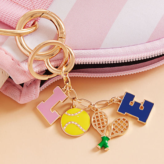 Tennis LOVE Initial Keychain Bag Charm
