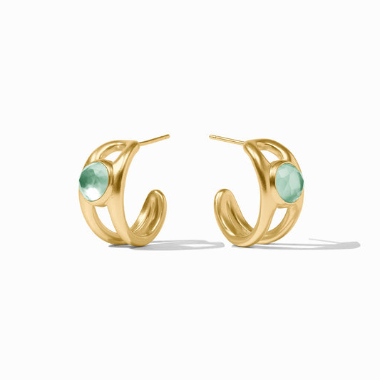 Laguna Stone Hoop - Iridescent Aquamarine Blue