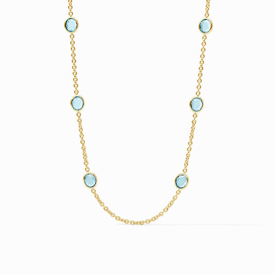 Laguna Stone Station Necklace - Aquamarine Blue