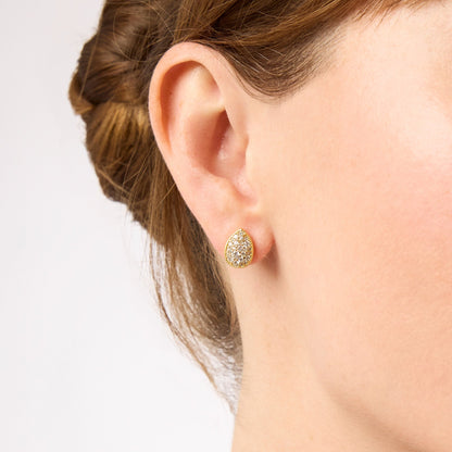 Pave Teardrop Stud in Ruby Red