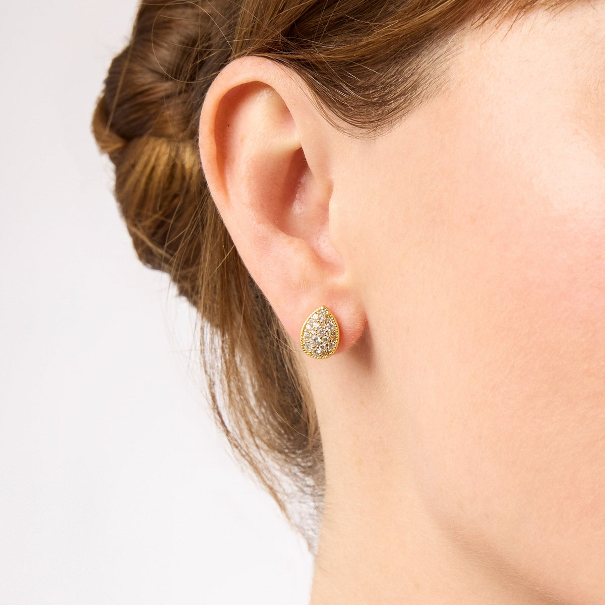 Pave Teardrop Stud in Citrine Yellow