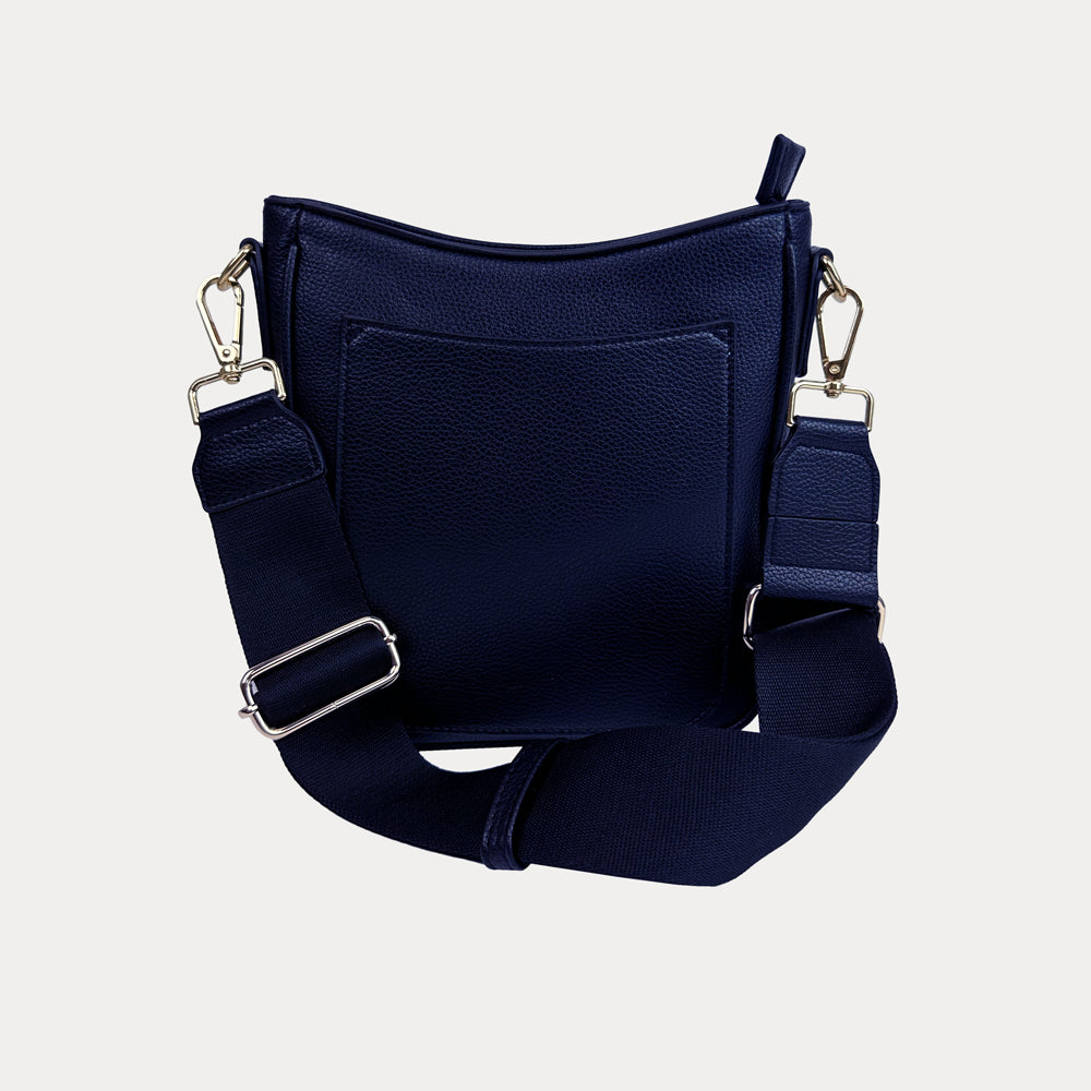 Madelyn Vegan Pebble Leather Messenger in Navy