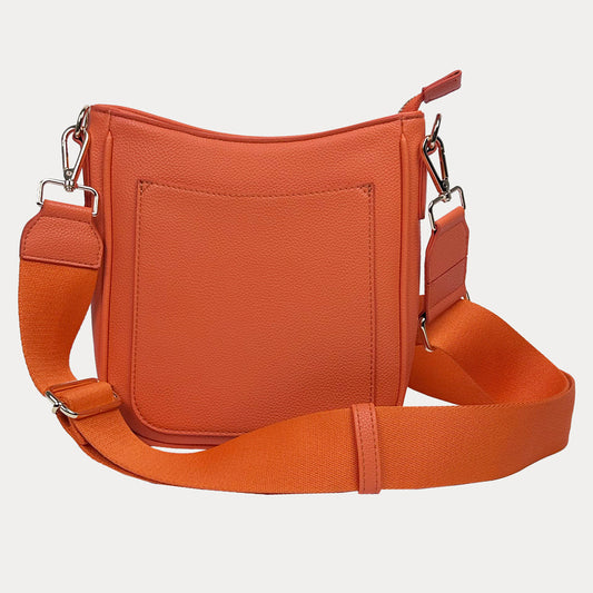Madelyn Vegan Pebble Leather Messenger in Orange