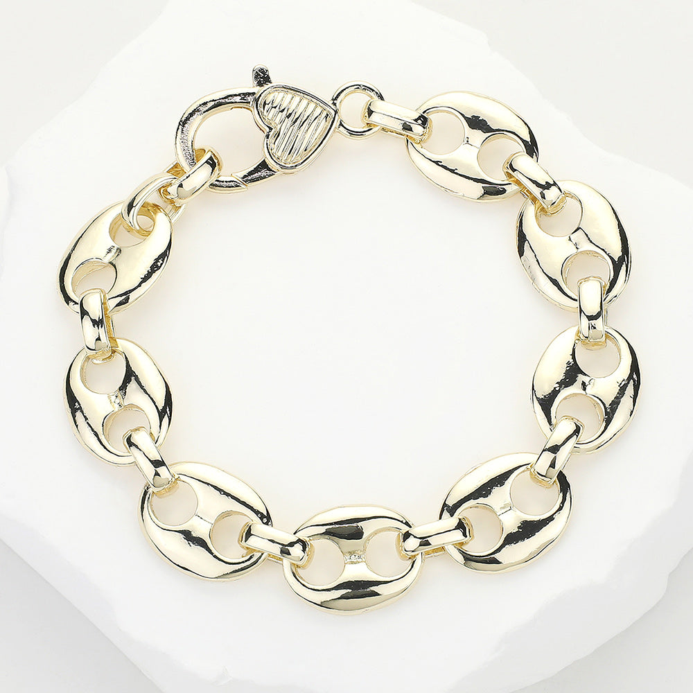 14K Gold Plated Mariner Link Chain Bracelet