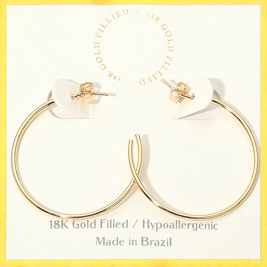 18K Gold Filled Hypoallergenic Open Hoop Earrings