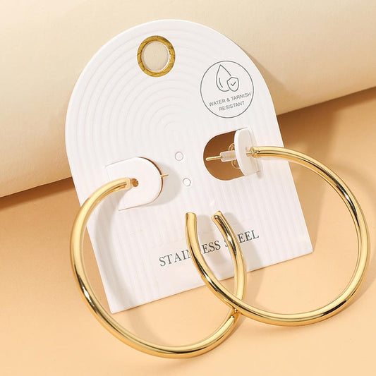 Stainless Steel Medium Classic Hoop Earrings