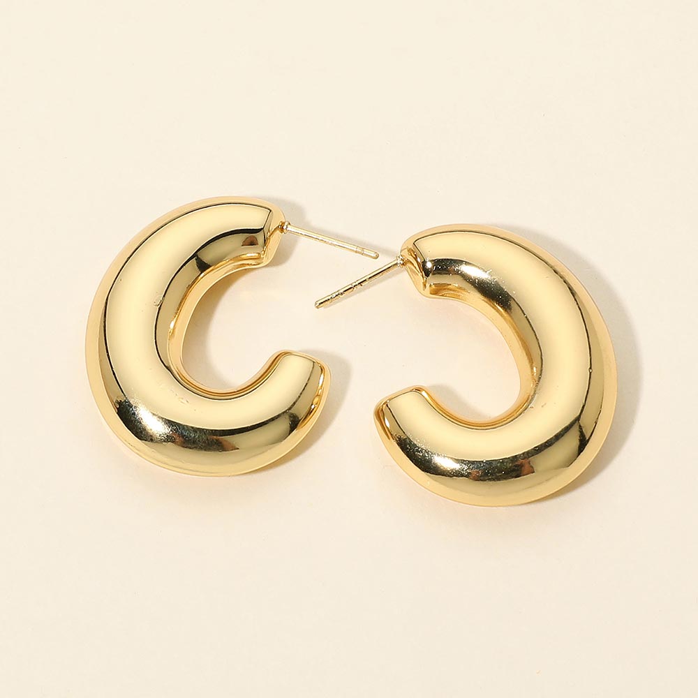 Stainless Steel Chunky Oval Hoop Earrings