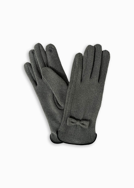 Ribbon Tie Classic Gloves in Grey