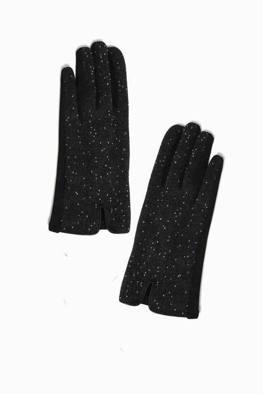 Speckled Print Gloves in Black