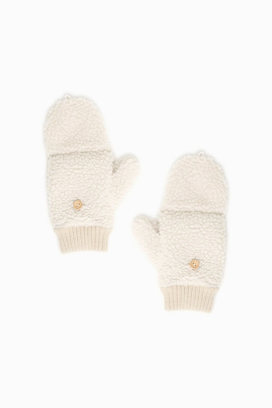 Sherpa Flip Mitten Gloves in Ivory