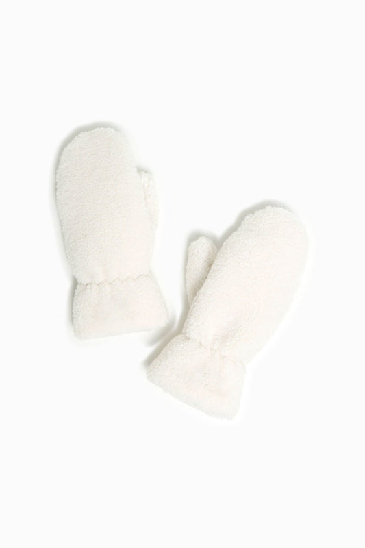 Sherpa Teddy Mittens in Ivory