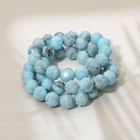 3PCS - Faceted Beaded Stretch Multi Layered Bracelets in Blue