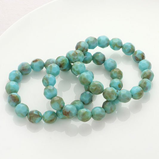 3PCS - Faceted Beaded Stretch Multi Layered Bracelets in Turquoise