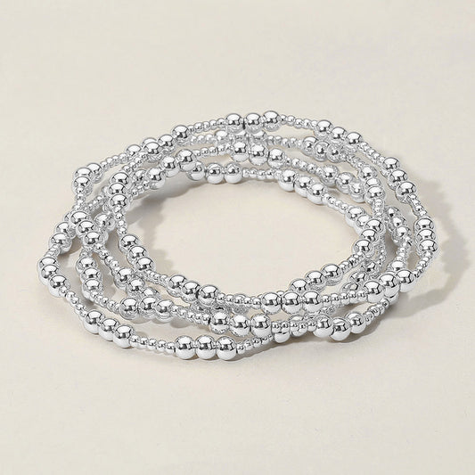 4PCS - Metal Ball Beaded Stretch Multi Layered Bracelets