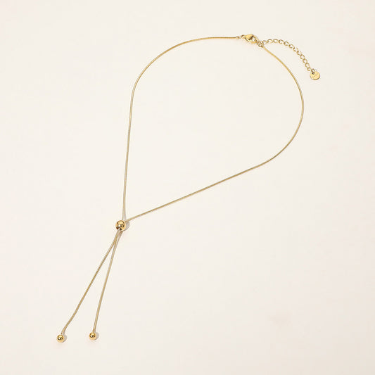 SECRET BOX_Stainless Steel Slider Bead Adjustable Lariat Necklace