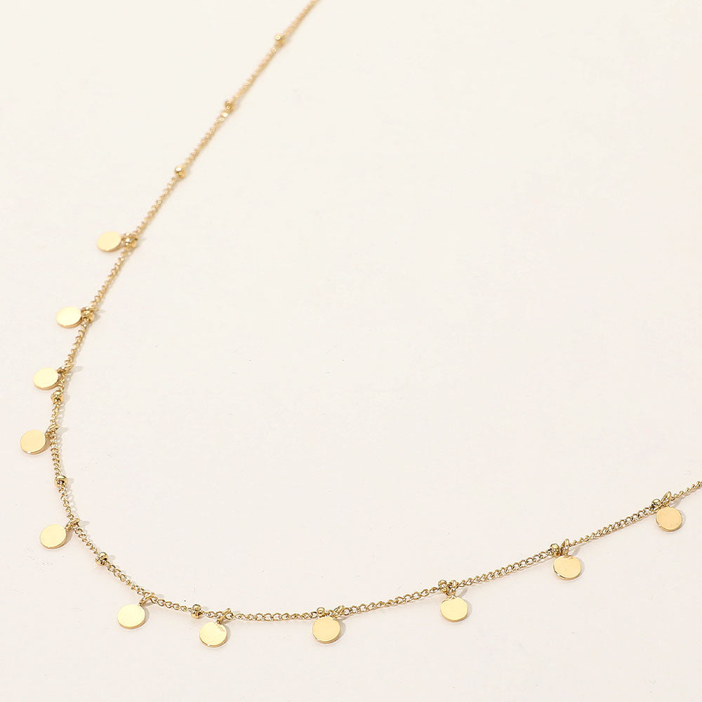 SECRET BOX_Stainless Steel Disc Charm Station Necklace