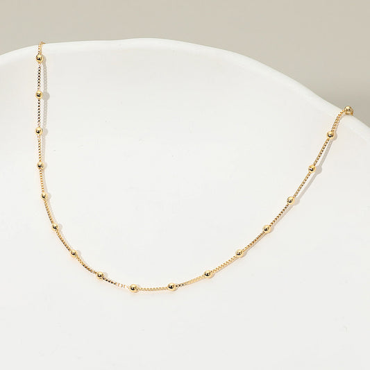 18K Gold Filled Beaded Station Chain Necklace