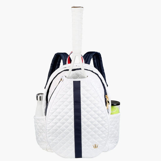 24 + 7 Tennis Backpack - White / Dark Navy / Red Trim