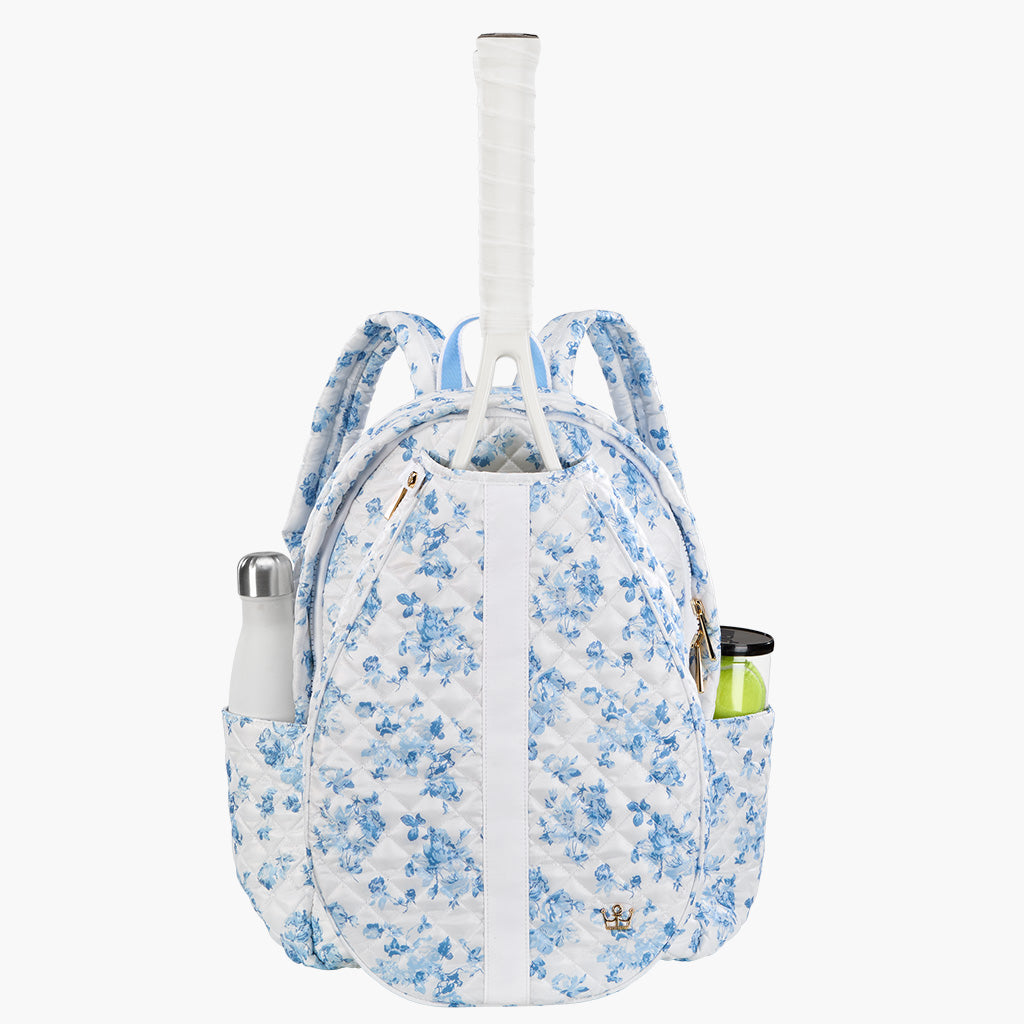 24 + 7 Tennis Backpack - Denim Floral / White Stripe