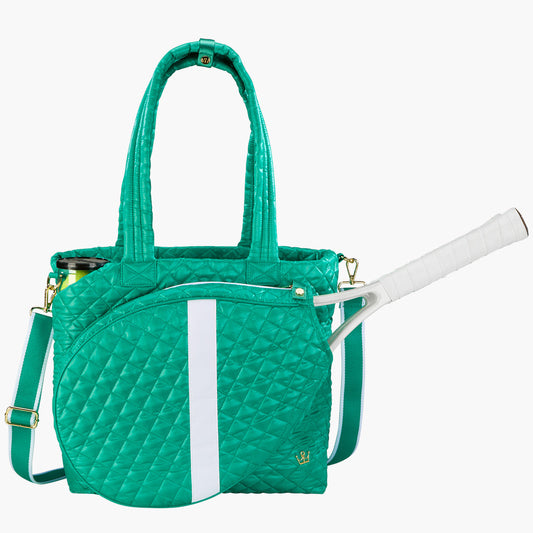 Kitchen Sink Tennis Tote - Kelly Green / White Stripe