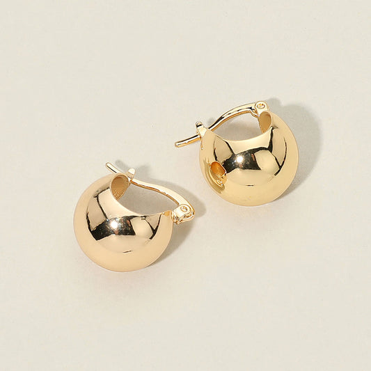Chunky Dome Pin Catch Hoop Earrings
