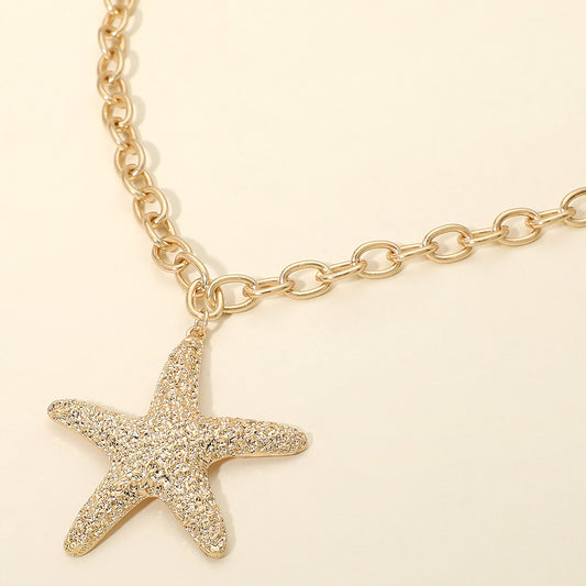 Textured Metal Starfish Pendant Necklace