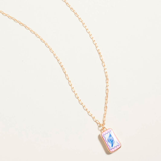 Coastal Seashell Tile Pendant Necklace