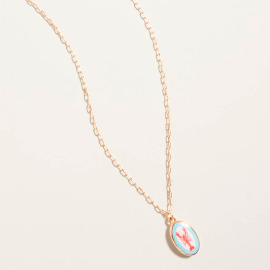 Coastal Lobster Tile Pendant Necklace