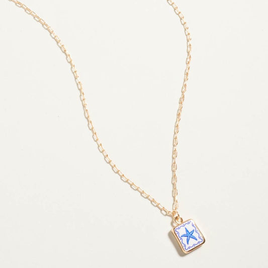 Coastal Starfish Tile Pendant Necklace