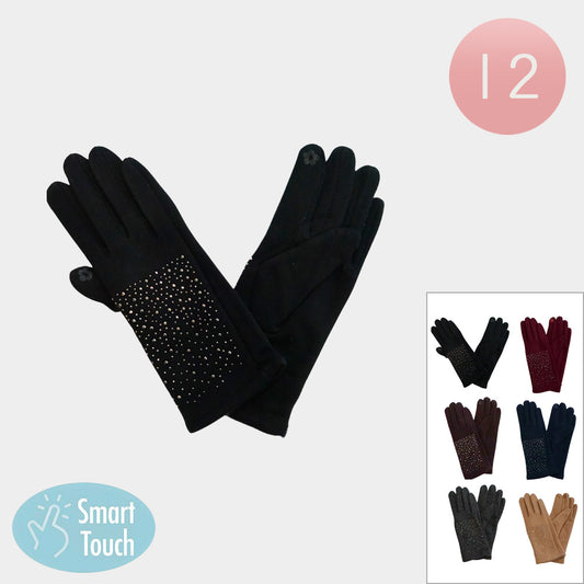 Rhinestone Studded Smart Touch Winter Gloves