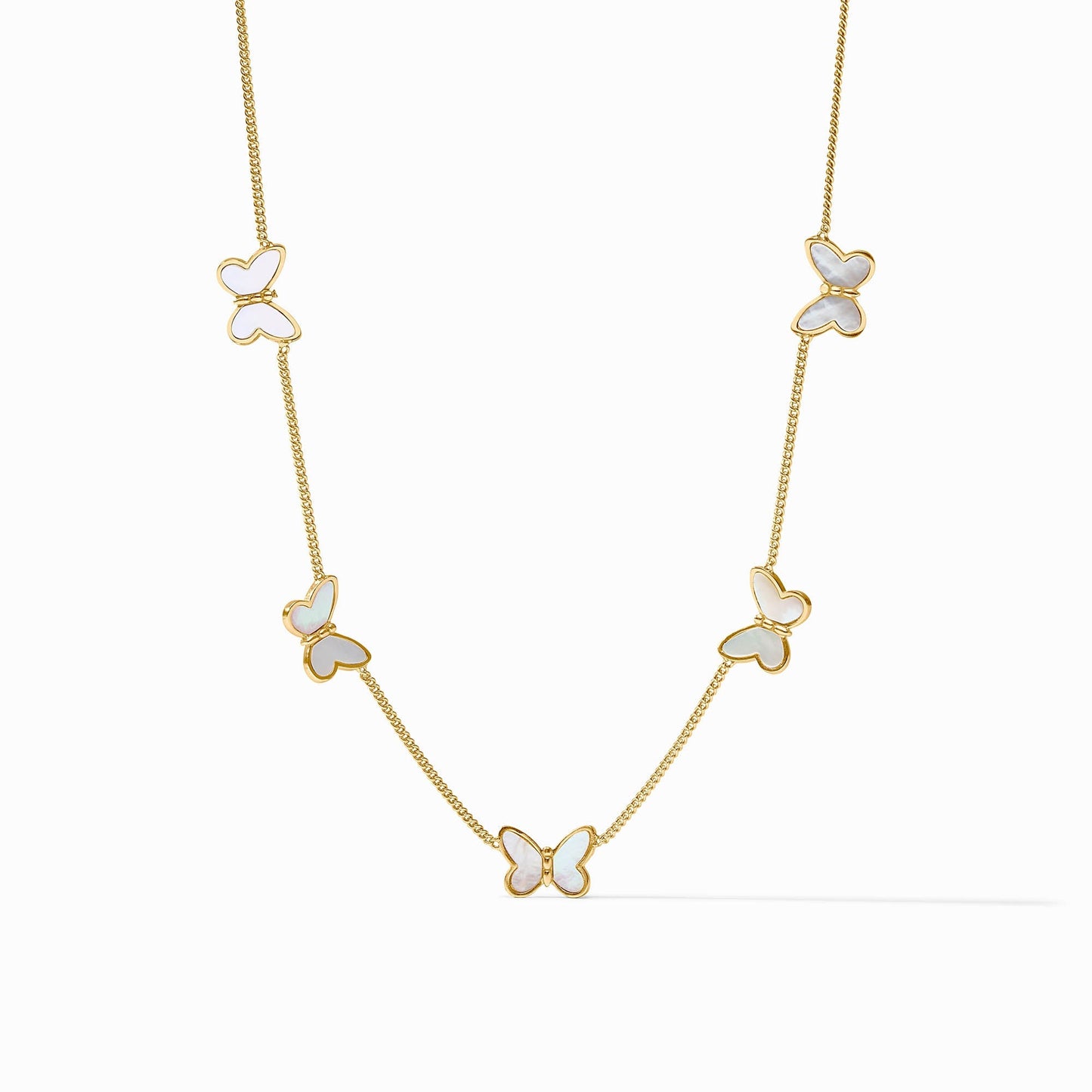 Papillon Delicate Station Necklace - Mother of Pearl