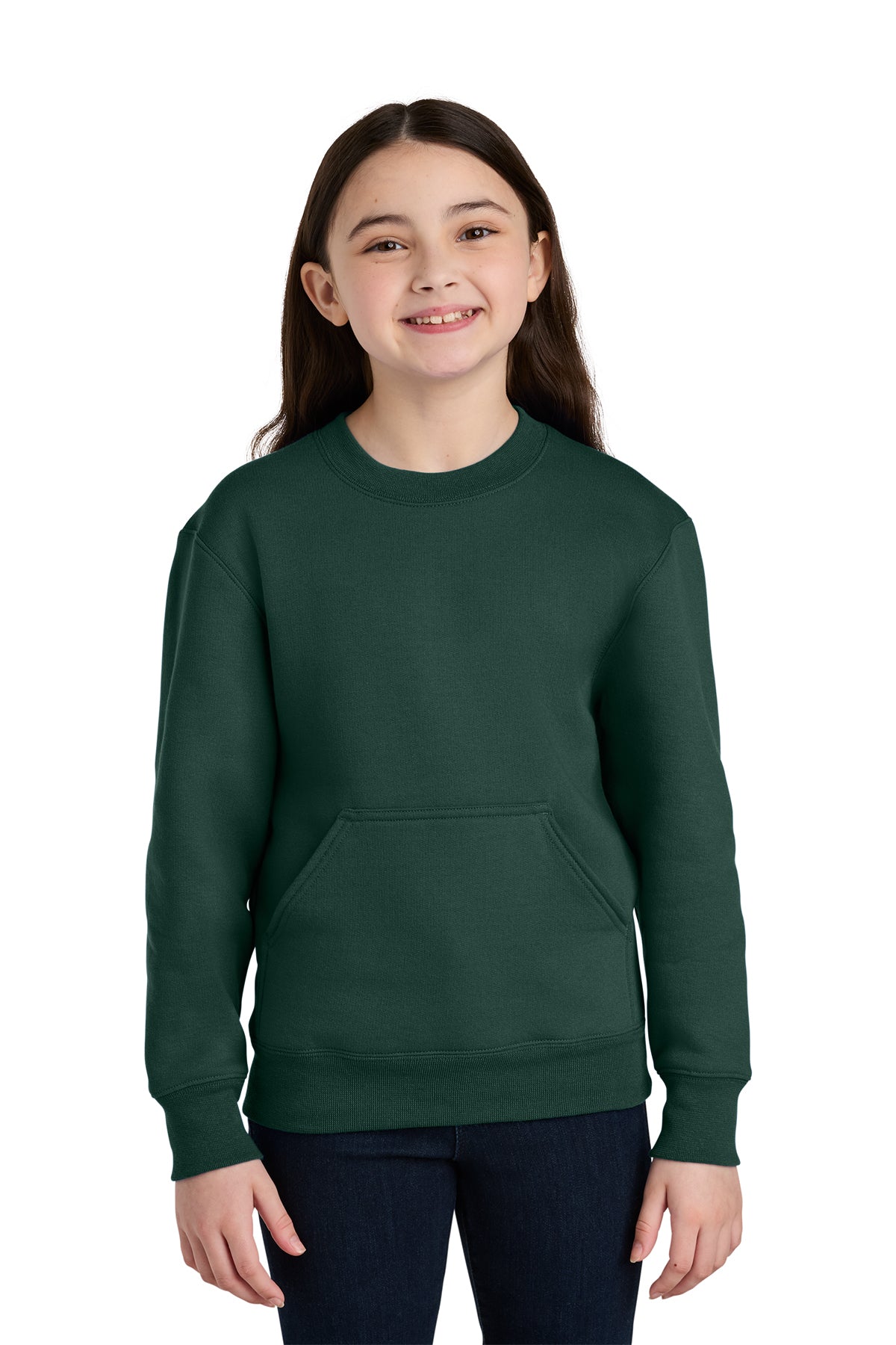 Port & Co Youth Core Fleece Crewneck Pocket Sweatshirt