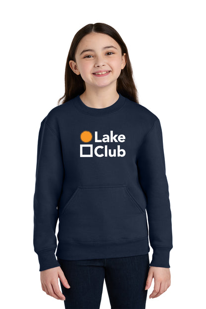Port & Co Youth Core Fleece Crewneck Pocket Sweatshirt